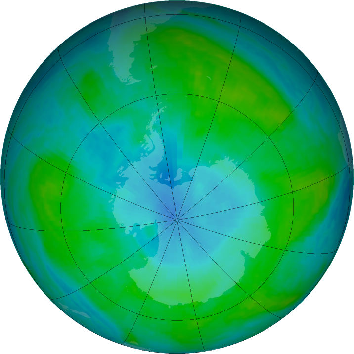 Antarctic ozone map for 31 January 1988